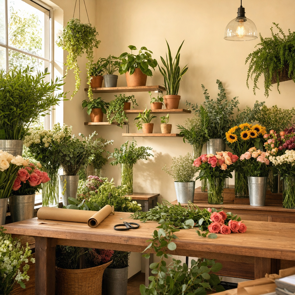 Interior de la florería Flor de Niebla